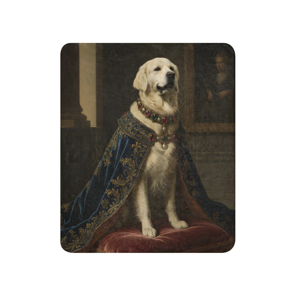 Royal style pet portrait printed on the sherpa blanket